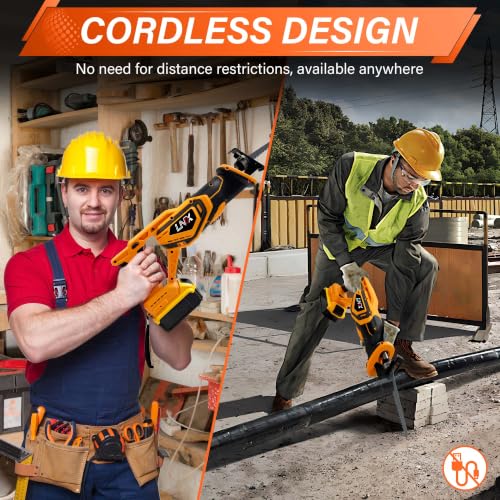 Cordless Reciprocating Saw for DEWALT 20V MAX Battery, Brushless Electric Recip Saw with 4 Blades, 0-2800 SPM Variable Speed, Tool-Free Blade Change, for Wood/PVC/Metal Cutting
