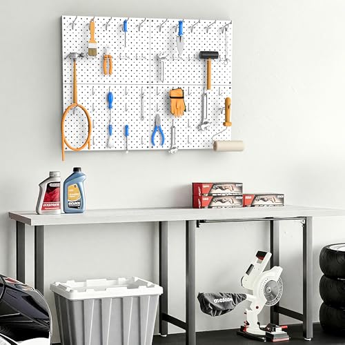 EVERHANGER Metal Pegboard Panels, Heavy Duty Pegboard Wall Organizer - color: White, size: 4pack 12"X16"