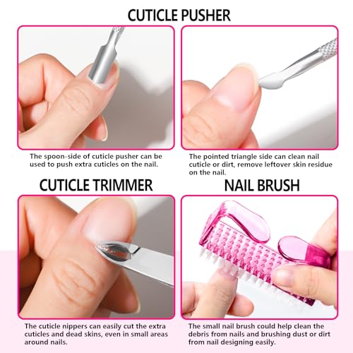 FANDAMEI Manicure Kit For Women, Nail Care Kit With Glass Nail File, 5pcs 180/240 Grit Nail Files For Natural Nails, Cuticle Oil, Cuticle Trimmer, Cuticle Pusher, Manicure Set, Nail Kit, Nail Prep Kit