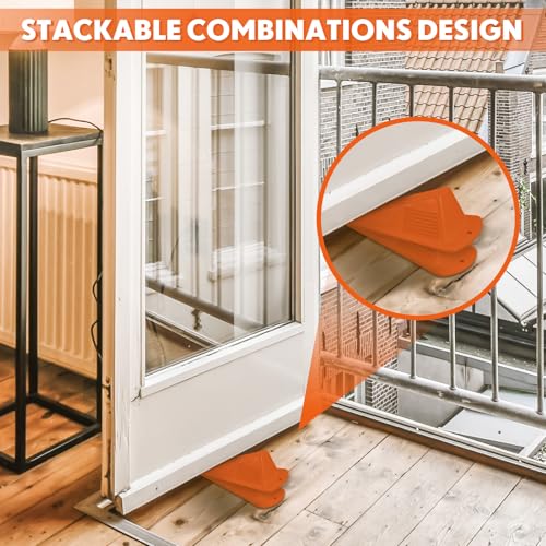 Frienda 2 Pcs Heavy Duty Rubber Door Stops Wedge Stackable,Orange - color: Orange