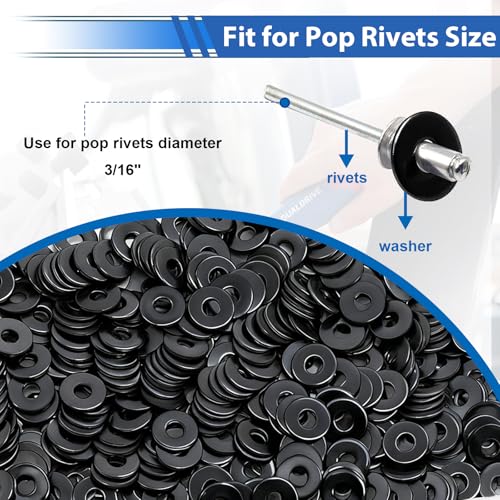 320PCS 3/16 Inch Black Pop Rivet washers for Pop Rivets Diameter 3/16" 304 Stainless Steel pop Rivet Washer Aluminum pop Rivet washers Blind Rivet Washer - color: Black, size: 3/16"