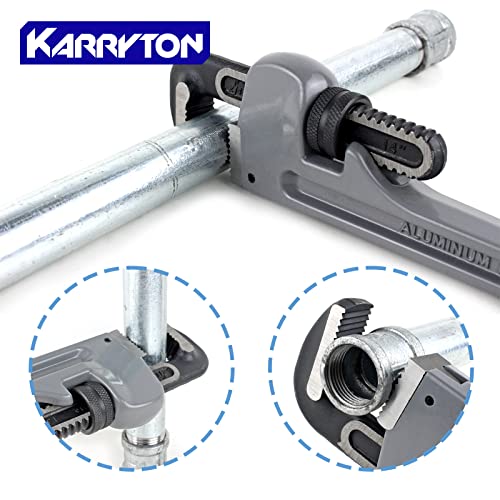 Aluminum Pipe Wrench Set, 10" 14" 18" 24"(4 Pack) Adjustable Straight Handle Plumbing Wrench Set, Heavy Duty Plumbers Tool with Drop Forged Jaw,Exceed the Standard GGG - size: 10,14,18,24-IN, style: Straight