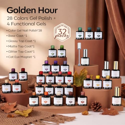modelones Cat Eye Gel Nail Polish Set 28 Colors Primer & 3pcs Top Base Coat - color: A0-Winter Cateye