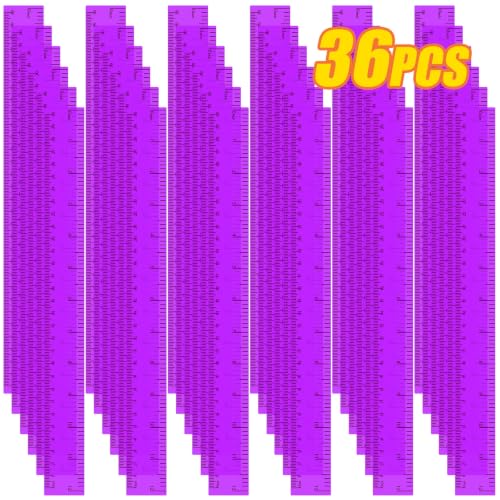 36 Pack 12" Clear Purple Plastic Rulers, Back to School Measuring Supplies - color: Purple