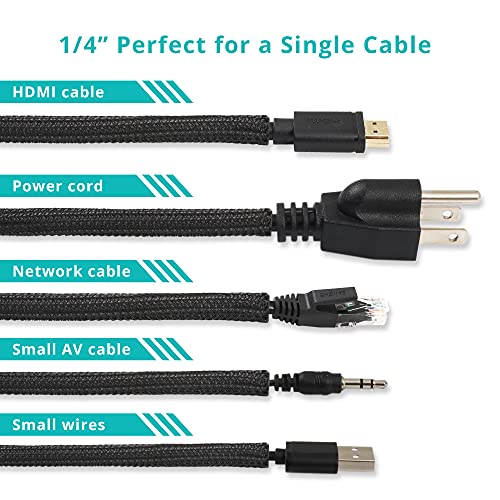 ZhiYo Cable Sleeve, 20ft, 1/4 inch, Black - color: Black, size: 20ft, 1/4''