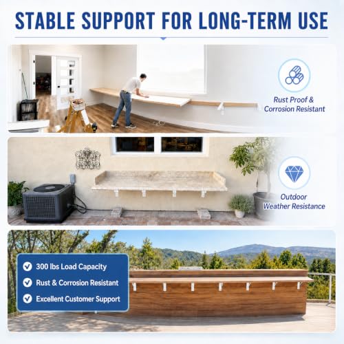 WINKER Countertop Support Bracket 2 Pack Heavy Duty 3/8" Thick Hidden L Shelf Bracket 12" x 6" x 2.5" Metal Corbels for Quartz/Granite/Wood/Concrete/Laminate Countertops, White - size: 12″x6″x2.5″-3/8" thick, style: White-2Pack