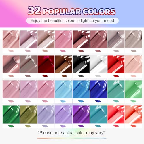 JODSONE 36Pcs Gel Nail Polish Kit with U V Light Crystal Transparent Classic Color 4 Functional Gel for All Seasons - color: KIT-17