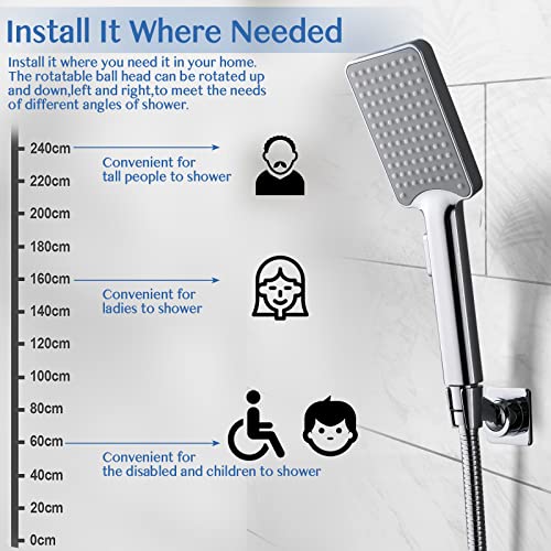 YDmeet Shower Head Holder, Adjustable Handheld Brass Shower Head Bracket, Wall Mount Holder, Drill Free Glue Installation (Polished Chrome) - color: Chrome