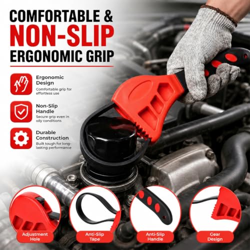 Adjustable Rubber Strap Wrench Set, 2-Pack Belt Wrench with 6 inch & 8 inch Handles for Oil Filters, Water Filters, Plumbing, Jar Lids, Sink Pipes, Faucets & PVC Unions