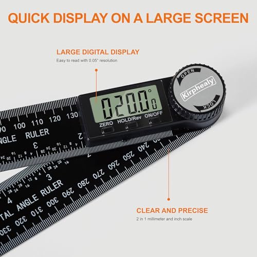 Digital Angle Finder Protractor, 7inch 200mm Measuring Tool | Professional Angle Gauge, Adjustable Angle Ruler, Quick Display, for Carpentry Construction and Home Improvement