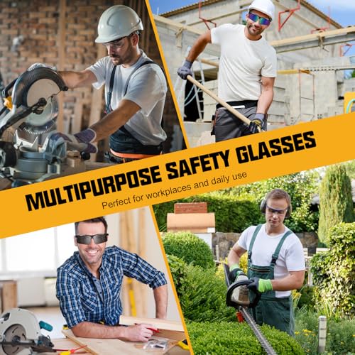 OXG Safety Glasses with Adjustable Straps, ANSI Z87.1 Protective Eyewear, UV400 Anti-Scratch Work Glasses for Men Women
