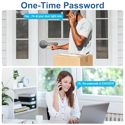 BIWIBON Fingerprint Door Lock – Fingerprint Door Knob with 5 Unlock Options, Anti-Peep Code, Adjustable Auto-Lock, Inside Lock, for Home, Office, Apartment, Bedroom – Black - color: Black 03