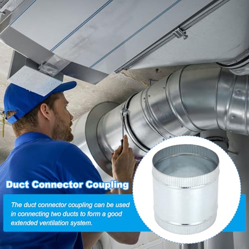 PATIKIL 7 Inch Duct Connector Coupling, Galvanized Steel Straight Dryer Vent Coupler Flexible Ducting Collar Connector Round Crimped Ventilation Duct Extension for HVAC System Pipe - size: 7 Inch