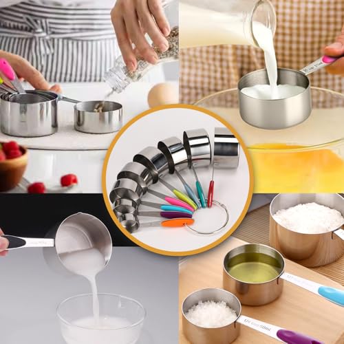 Stainless steel 8 piece dry measuring cups set metal baking cooking