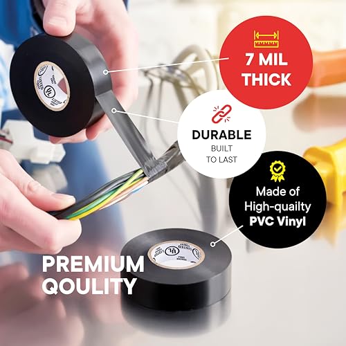 TAPEWELL Black Electric Tape Professional Grade, 3/4 inch x 66ft - 3 Pack - size: Pack of 3
