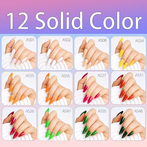 12 Color Press on Nails 288Pcs Medium Almond Fake Nails with Solid Color False Nail Press ons shiny Reusable Acrylic Glue on Nail Full Cover Stick on Nail for Women Manicure - color: Style-23