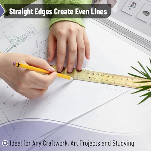Mr. Pen- Metal Straight Edge Ruler, 2 Pack, 6" and 12", Gold - color: Gold, size: 6, 12 inch