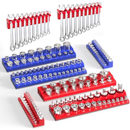 8-Piece Magnetic Socket Organizer and Wrench Organizer Set