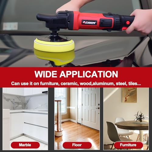 AOBEN 6/7 inch Buffer Polisher,Rotary Car Buffer,1600W Car Polisher Waxer Kit with 6 Variable Speed 1000-3500RPM & 4 Polishing Pads,Detachable Handle for Car Polishing and Waxing - size: AT3501-C1