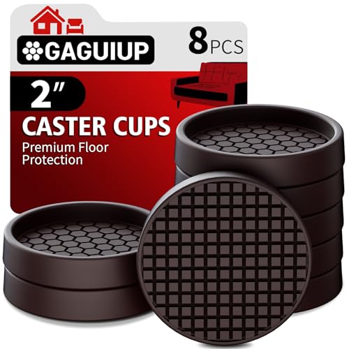 Non Slip Furniture Pads - 2" Anti Skid Caster Cups, 8PCS Round Furniture Coasters for Hardwood Floors, Anti Slide Furniture Cup Bed Couch Floor Protectors, Furniture Stoppers to Prevent Sliding(Brown) - size: 2" 8pcs Brown
