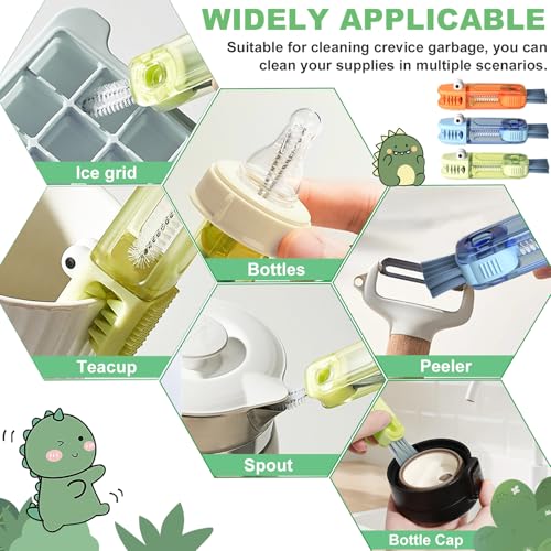3 in 1 Cup Lid Gap Cleaning Brush, Portable Water Bottle Brush, Multifunctional Bottle Cleaner Brush Set for Tight Spaces, Bottle Gaps, Straws, Tumblers, Travel Mug Caps(3 PCS) - color: Blue, Orange, Green(3pcs)