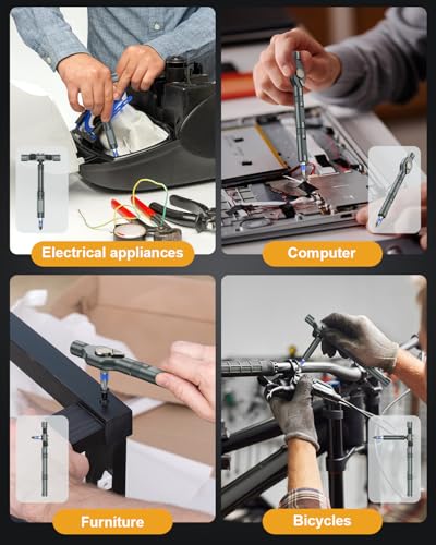 Bomivoi Magnetic Screwdriver Set, Portable Mini Flexible Combination Ratchet Screwdriver Set with T Handle, S2 Steel Bits, Repair Tool Kit for Furniture Assembly, Bicycles, Computer, DIY - style: 12 IN 1