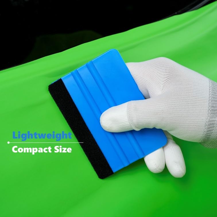 2-Pack Felt Edge Squeegee Tool for Vinyl Wrap & Wallpaper Smoothing, Plastic Scraper with Replacement Fabric Felts, Anti-Scratch Applicator for Car Window Tint, Glass Film & Craft Decals - color: Blue