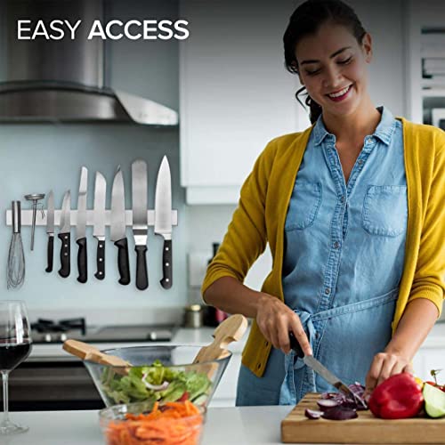 Modern Innovations Magnetic Knife Holder for Wall and Fridge - 18" Knife Magnetic Strip, Magnet Kitchen Knife Holder and Rack, Stainless Steel Magnetic Knife Bar for Kitchen Utensils - size: 18 Inch