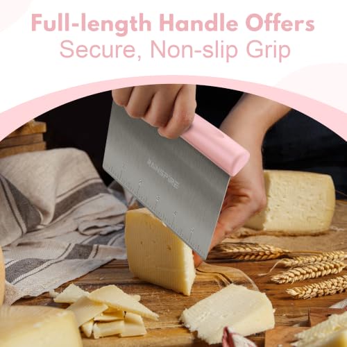 Multi-Purpose Stainless Steel Bench Scraper Dough Blender & Pastry Cutter - color: Pink