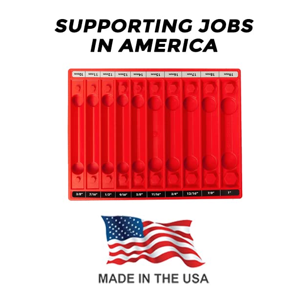TOOL SORTER SOCKET ORGANIZER (RED) | Reduce Frustration, Save time| Easy-to-Read Labels | Metric & SAE | Professional Quality Tool Organizer | Made in USA