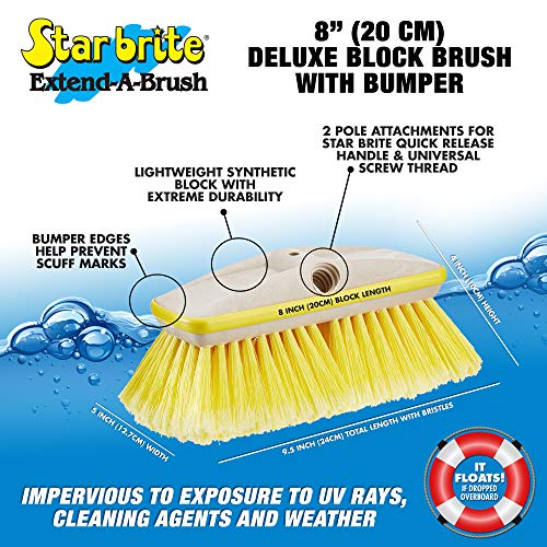 STAR BRITE Deluxe Soft Wash 8" Brush Head with Bumper, Dual Connections - color: Yellow, size: Deluxe 8" Brush