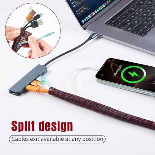 Cable Management Sleeve Split Braided Wire Loom 3/4 Inch-25FT