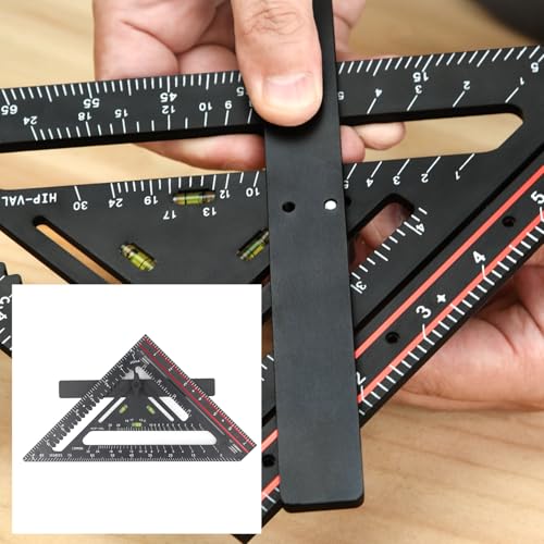 Advanced Carpenter Square, Folding Square Rafter Square with Level, Jig Block, Combination Square Triangle Ruler Woodworking Layout Tool for Architects, Designers, Students
