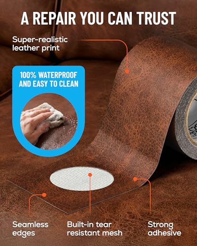 MATCH 'N PATCH Brown Leather Repair Tape, 2.25" x 15' for Furniture - color: Brown, size: 2.25" x 15'