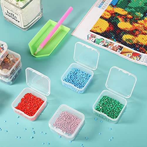 SATINIOR 24 Packs Small Clear Plastic Beads Storage Containers Box with Hinged Lid for Storage of Small Items, Crafts, Jewelry, Hardware(1.7 x 1.7 x 0.8 in) - size: 1.7 x 1.7 x 0.8 in