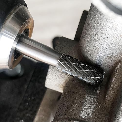 HAUTMEC Tungsten Carbide Rotary Burr Bit YG6, 1/4" Shank Double Cut Die Grinder Bit, Low Vibration Precision Rotary File for Metal Grinding, Engraving & Deburring (6MM Cylindrical Ball End), HT0198 - color: Cylindrical Ball End, size: 6mm
