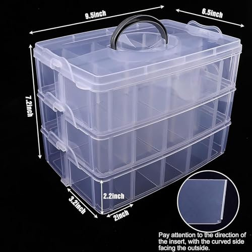 Bead Organizer 3 Tier 30 grid Stackable Craft Tackle Storage Container - size: 3-Tier