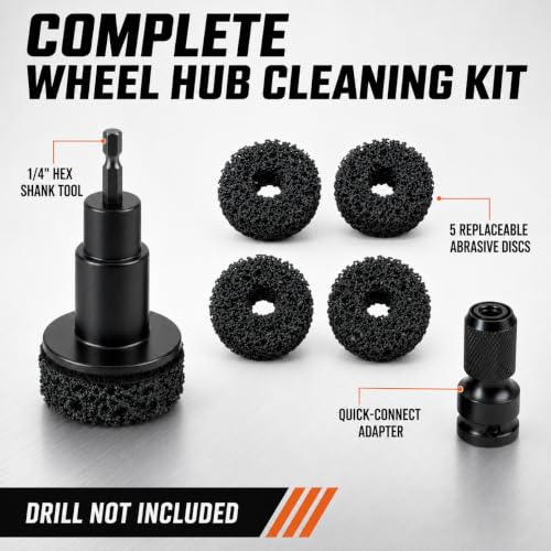 Wheel Hub Cleaning Tool Kit, 5PCS Brake Dust & Rust Removal Brush Set for Drill Attachment, Professional Scratch-Free Wire Wheel Cleaner for Car Truck Auto Hubs, Access Hard to Reach Areas