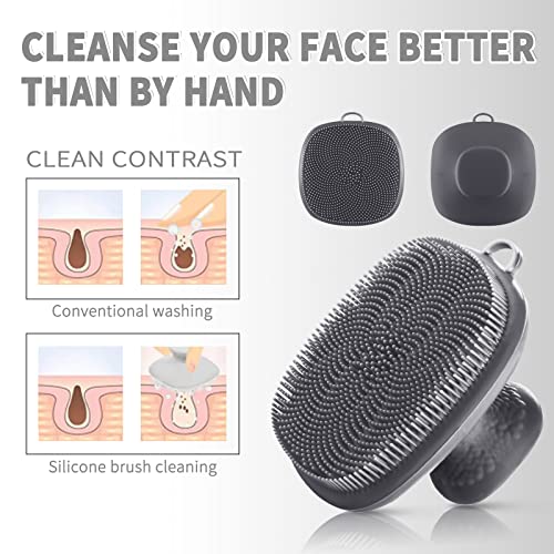 Face Scrubber Face Scrubber for Men Facial Cleansing Brush Silicone Face Wash Brush Manual Waterproof Cleansing Skin Care Face Brushes for and Exfoliating (Gray) - color: Gray