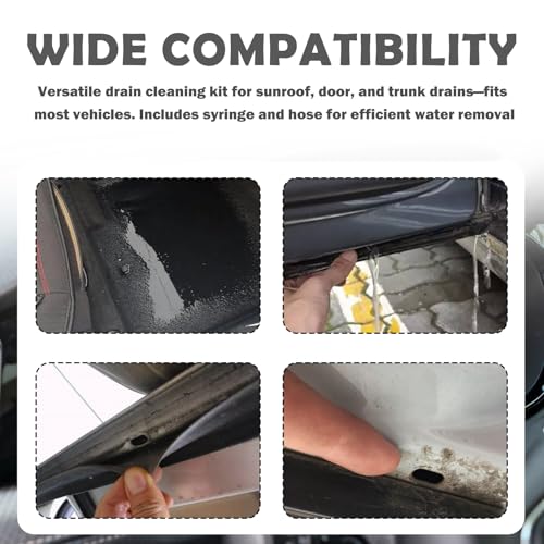118" Car Sunroof Drain Cleaning Tool,Flexible Auto Sunroof Drain Cleaner Tool with Hose Cleaning Brush,Syringe,Syringe Hose,Soft Drains Brush,Sun Roof Drains Cleanings Tools