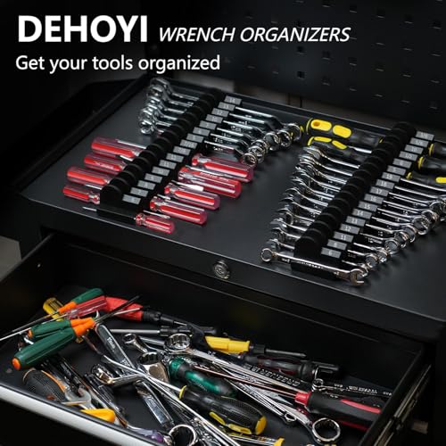 DEHOYI 48 pcs Premium MAGNETIC Modular Wrench Organizer System- Wrench Rack with Metric&SAE Labels, Tool Storage Holder. Gift for mechanics (Black) - style: Magnetic(48 pcs Black)