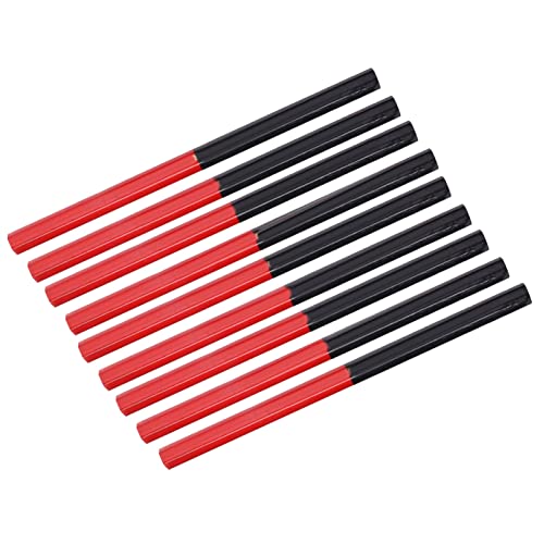 Dioche 10pcs Carpenters Pencils Red Blue 2 Core Hex 2 Head DIY Woodworking Pen Hand Tools Carpenters Pencil Set for Woodworking, Framing, Construction & Multi-Surface Marking