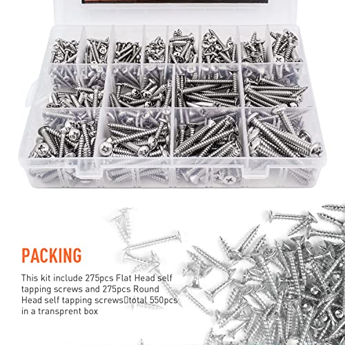 Trivd Frol 550PCS Self Tapping Screws Assortment Set 304 Stainless Steel