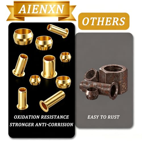 230PCS 6 Sizes Brass Compression Fittings Assortment kit - size: 1/8"- 1/2" (230PCS), style: Compression Fittings