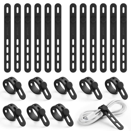 Lamicall 20 Pack Silicone Cable Ties, Reusable Wire Organizer Straps - color: Classic Black, size: 20pack