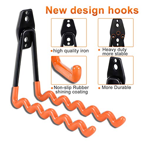 AOBEN 24PCS Garage Hooks, Heavy Duty Double Garage Hanger Organizer Wall Mount Iron Anti-Slip Garage Storage Hooks for Ladder, Power Tool,Bike,Ropes（23 Hooks & 1 hoder Strap-Gray - size: 24PCS GR
