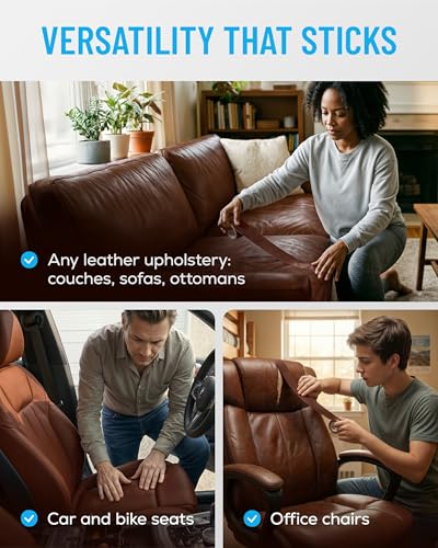 MATCH 'N PATCH Brown Leather Repair Tape, 2.25" x 15' for Furniture - color: Brown, size: 2.25" x 15'