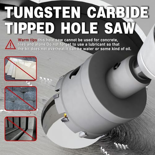 19 PCS (1/2" to 2-1/8") Carbide Hole Saw Kit for Metal - Heavy Duty TCT Hole Cutter Drill Bits Set with Titanium Pilot & L-Wrench, for Stainless Steel/Iron/Aluminum | Metal| - size: 19PCS（1/2" to 2-1/8")