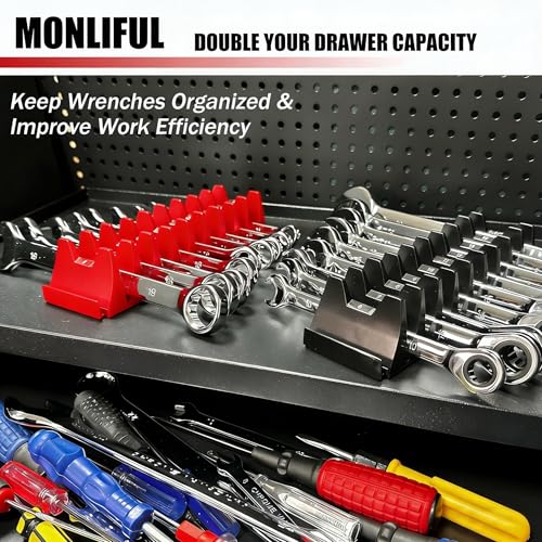 96 pcs Magnetic Modular Wrench Organizers for Tool Drawers - Wrench Rack with Metric&SAE Labels,Tool Storage Set Wrench Holder,Festival for Father and Boyfriend - style: 96 PCS