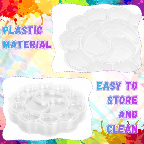 100 Pcs Large Clear Plum Blossom Paint Tray Palette Disposable Watercolor Palette Acrylic Pallet Color Mixing Tray for Painting Party Oil Watercolor Craft Supplies DIY Art Painting - style: Plum Blossom 13 Square